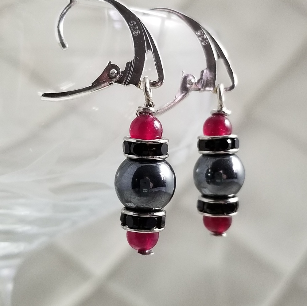 Ruby & Hematite Gemstone Earrings